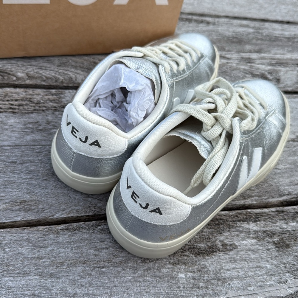 Veja Silver Metallic Low-Top Sneakers - Picture 4 of 10